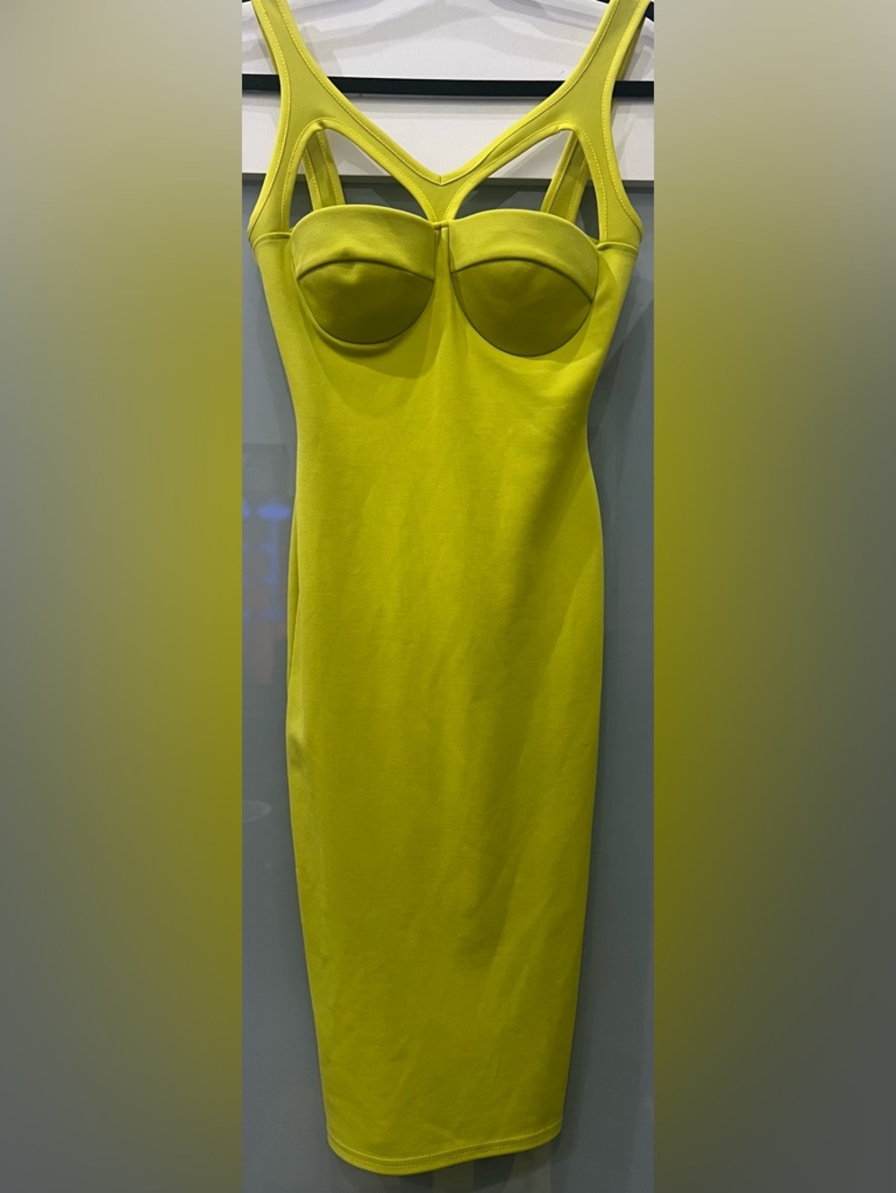Lime Green Bodycon Bustier Midi Dress